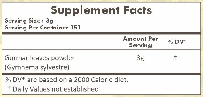 [Australia] - HERBAL HILLS Gurmar Powder (Gymnema sylvestre/Natural Gudmar Leaf/Leaves Powder) | 16 Oz (454 GMS) | Help to Maintain Normal Glucose Levels 