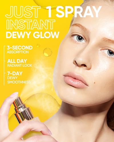 SKINTIFIC Radiance Booster Serum Spray, Hydrating Face Mist with Bifida Ferment & Squalane + Dual-Chamber Fresh Vitamin C Brightening Serum for Face