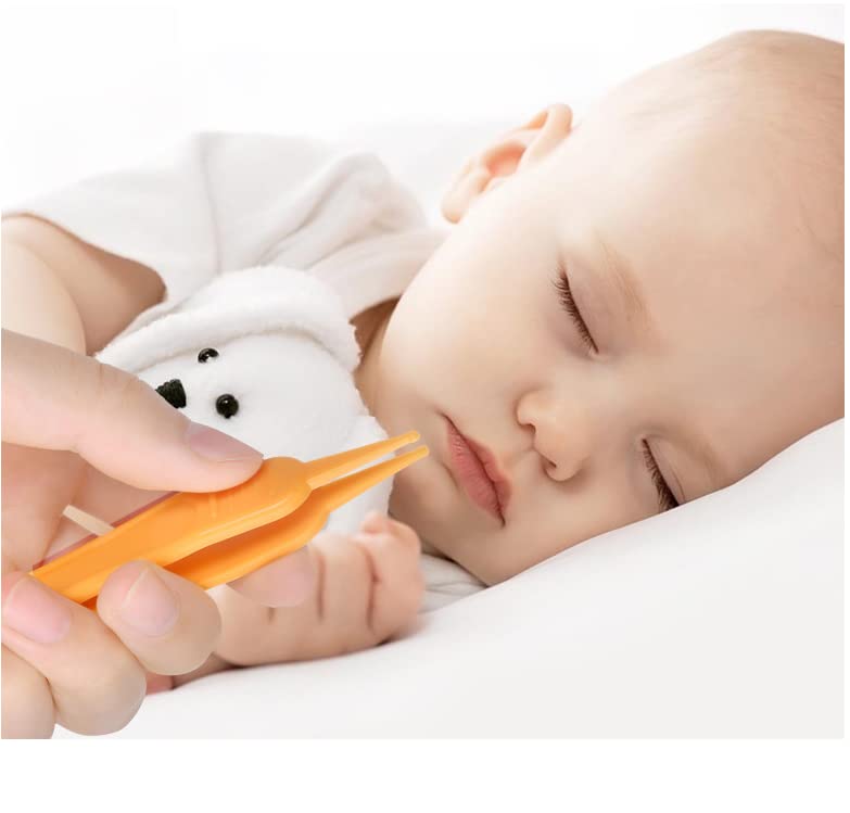 [Australia] - HLLMX 6 PCS Infant Nose Cleaning Tweezer with Plastic Round-Head Baby Ear Nose Navel Cleaner Clip for Baby Care 