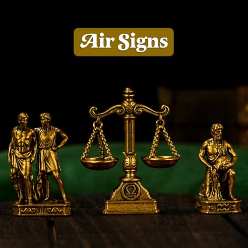 CHOVY Aquarius – Aquarius Water Bearer Brass Zodiac Sculpture – 100% Solid Handcrafted Retro Figurine, Unique Astrology Desk & Shelf Decor