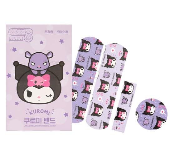 [Australia] - Kitty Friends Waterproof & Assorted Bandages ‚Äì 22 Count (Purple Kuromi Design, Sterile First Aid) 
