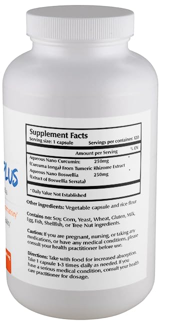 [Australia] - Nano Curcumin Plus 500 mg Veggie Capsules (120 Servings), Nano Curcumin with Boswellia for High Absorption, Supports Joint & Immune Health, Non-GMO, Vegan, Gluten-Free Capsule 