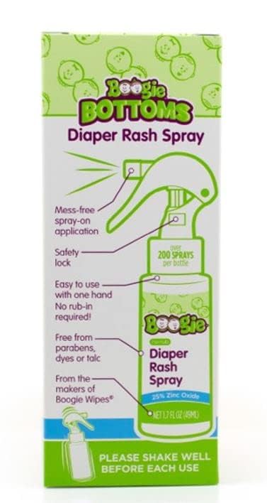 [Australia] - Diaper Rash Cream Spray by Boogie Bottoms, Travel Friendly No-Rub Touch Free Application for Sensitive Skin, from The Maker of Boogie Wipes, Over 200 Sprays per Bottle, 1.7 oz 