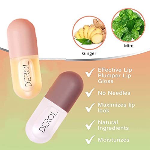 Lip Plumper,Derol Lip Plumper by NVYUE,Natural Lip Plumper and Lip Care Serum,Lip Enhancer for Fuller(2PCS)