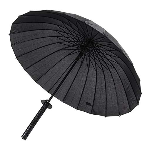 Samurai Umbrella Creative Semi-Automatic Katana,Gifts For Cosplay Decoration. Windproof Outdoor Umbrella.Sun Protection Umbrella Black. 16 Bone