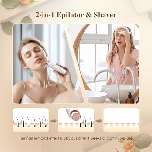 [Australia] - Epilator,2 in 1Epilator for Women Rechargeable,Womens Electric Shaver with LED Light,Hair Removal,Hair Removal for Women Legs/Face/Bikini/Arms,Smooth Epilator Trimmer Travel Kit Set,Simple to use 