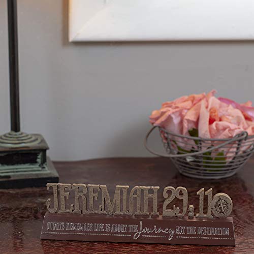 Dicksons Jeremiah 29:11 Cutout Compass Weathered Chestnut Resin Tabletop Word Figurine