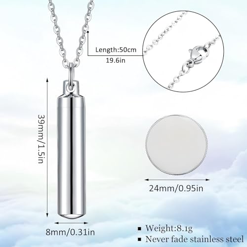 Yaomiao 10 Pcs Urn Necklace for Ashes Stainless Steel,Silver Silver