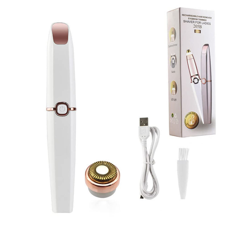 [Australia] - 2 in 1 Eyebrow Trimmer Facial Hair Remover Electric Razor for Women Pubic Hair Bikini Shaver Epilator for Face Peach Fuzz Lips Painless Rechargeable Portable 