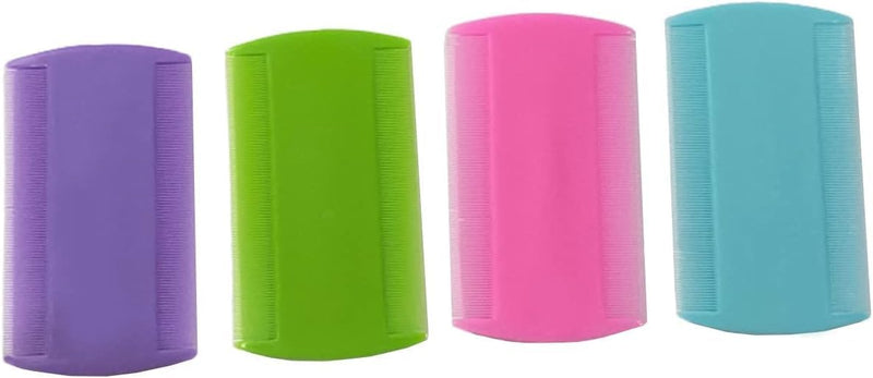 [Australia] - 4 Pieces Multi Color Nit Double Sided Combs Plastic Head Detection Fine Tooth Head Nit Hair Combs For Pets Kids Adults English Color 