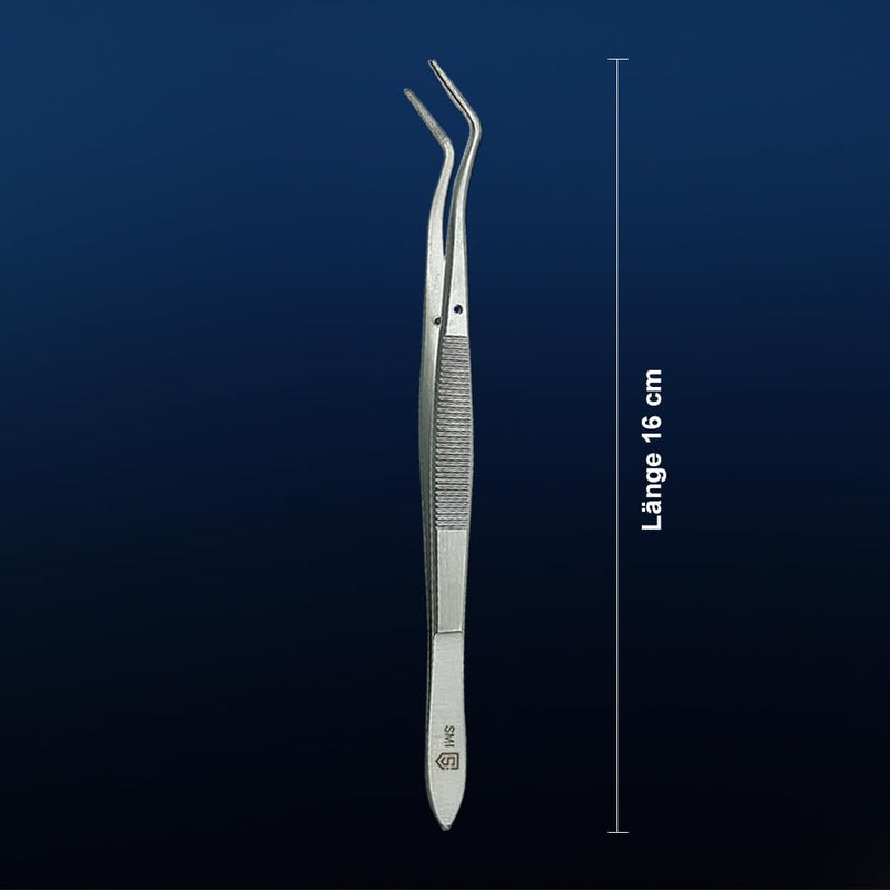 [Australia] - SMI - 16 cm Curved Tweezers Anatomical Rustproof Stainless Steel Hobby Tweezers Serrated Tip DIY Craft 