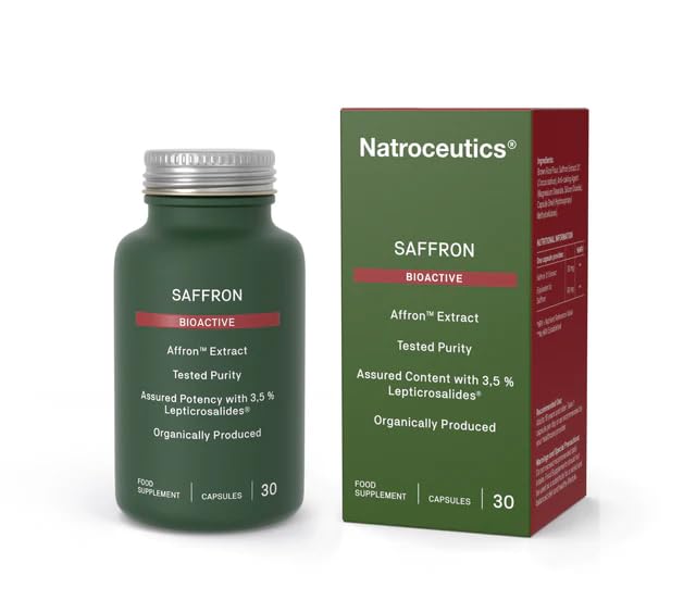 Saffron Bioactive 30 Vegan Capsules, Affron Extract, Tested Purity, Assured Content with 3.5% Lepticrosalides, Organically Produced
