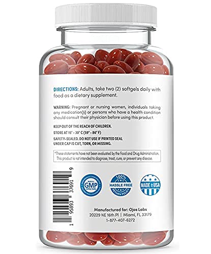 Eye Vitamins - AREDS 2 Based Formula - Eye Vitamin with Lutein & Zeaxanthin for Macular Health - Vision Supplements for Adults - 120 Softgels Support & Care for Eyes - Made in USA