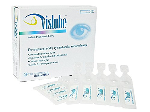 New Eye Drops Vislube Sodium Hyaluronate 0.18% for Treatment of Dry Eye and Ocular Surface Damage 20x0.3ml