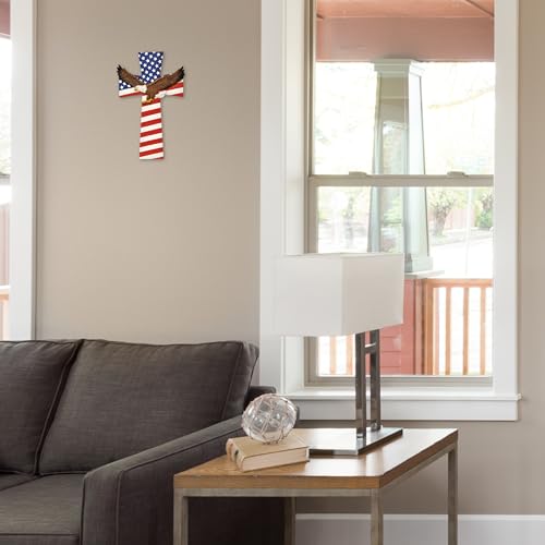 American Flag Bald Eagle Patriotic Wall Cross - Spiritual Faith Wall Decor