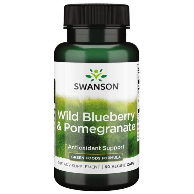 Swanson Greens Wild Blueberry & Pomegranate, 60 Veg Capsules | Promotes Bone and Joint Health with Antioxidant-Rich Fruits, Featuring Vitamin C, Vitamin K, Fiber and Manganese, Vegan