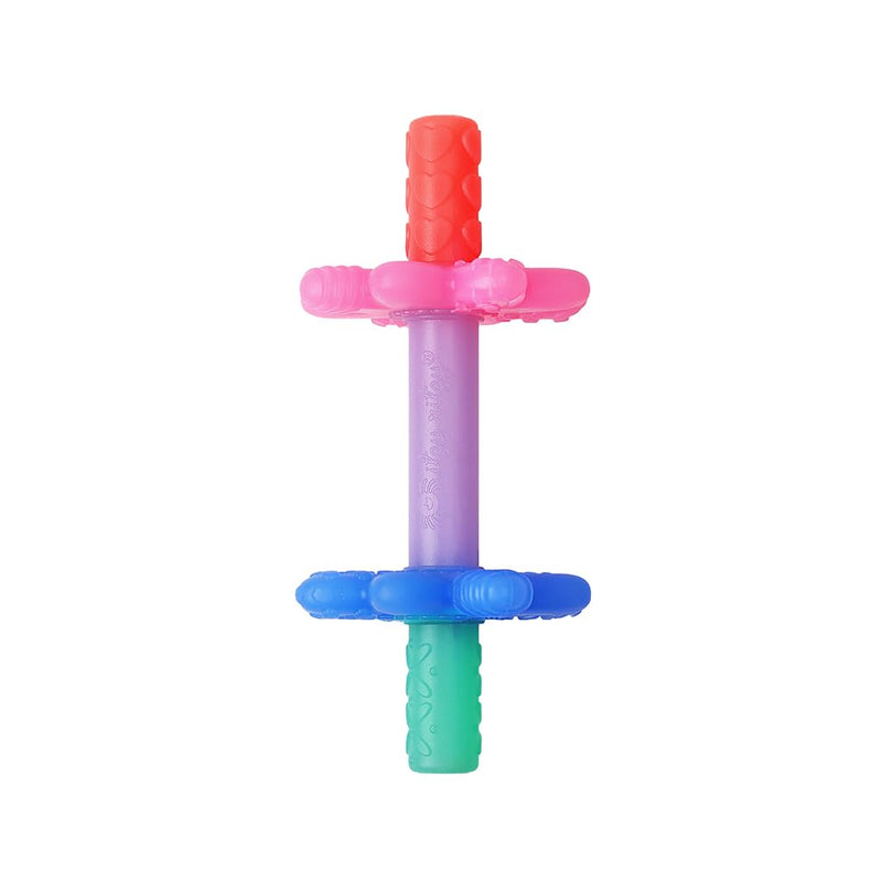 [Australia] - Itzy Ritzy Teensy Tube Teether; Textured Hollow Baby Teething Tube That Reaches Front Teeth & Back Molars, Made of Soft Silicone (Pink Rainbow) Pink Rainbow 