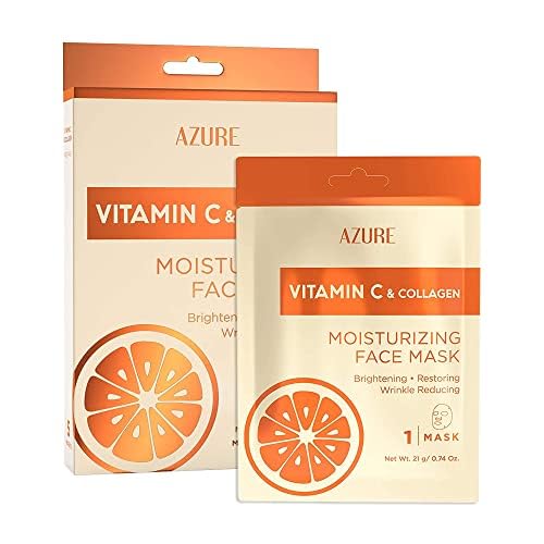 Vitamin C & Collagen Korean Sheet Masks, Dermatologist Tested - 10 Pack Vitamin C & Collagen (Pack of 10)