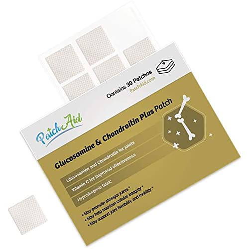 Patch Aid Glucosamin & Chondroitin Plus - 30 Daily Topical Patches. 100% Natural. High Absorption and More Bioavailable. Suitable for sensetive stomachs and bariatric.