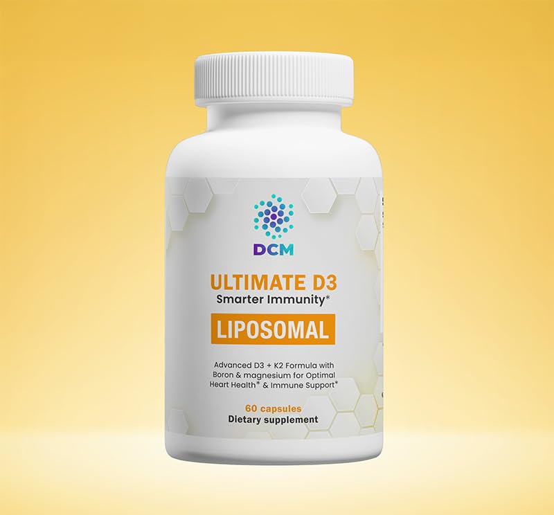 DCM Ultimate D3 Liposomal Vitamin D3 + K2 5000 IU with Boron & Magnesium - High Absorption Immune & Heart Health Support - 60 Capsules