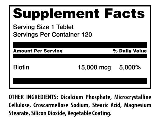 Amazing Formulas Biotin Supplement | 15000 Mcg Per Serving | 120 Tablets | Non-GMO | Gluten Free | Made in USA