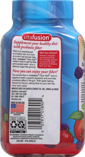 [Australia] - Vitafusion Fiber Well Sugar Free Fiber Supplement, Peach, Strawberry And Blackberry Flavored Supplements, 90 Count 
