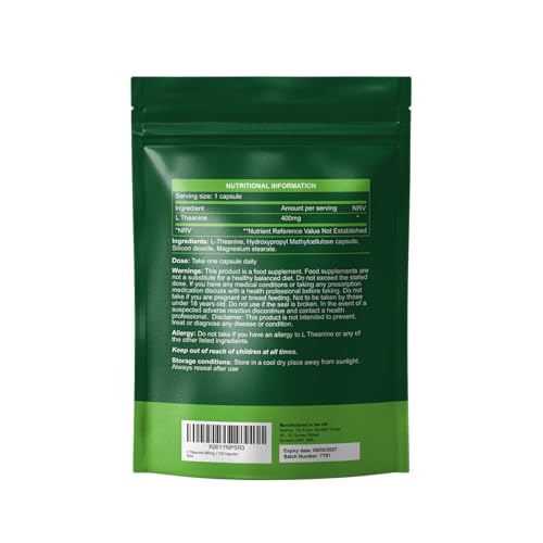 L Theanine 400mg | 120 Vegan Capsules - 4 Months Supply | Good Alternative to L-Theanine Powder, Gummies and Drops | UK Made L'Theanine Supplement (Pack of 2) 1 count (Pack of 240)