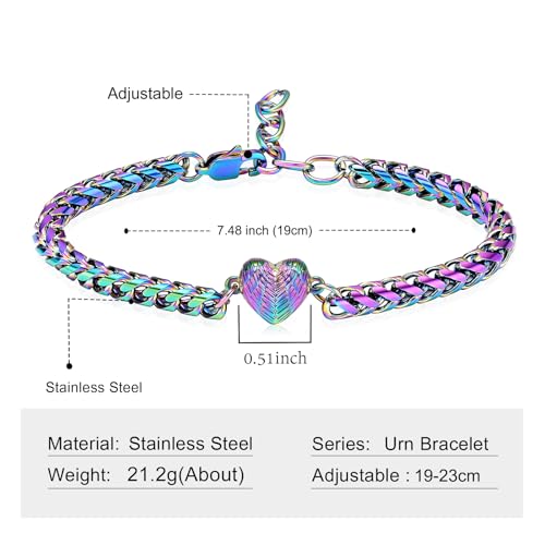 Imrsanl Heart Urn Bracelet for Ashes for Women Colorful