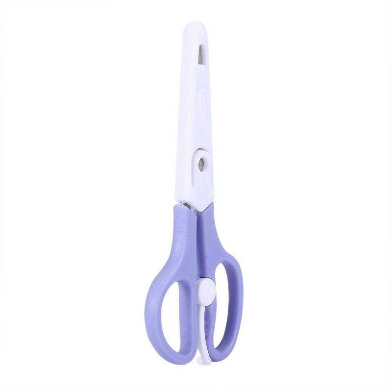 Food Shears Stainless Steel Baby Scissors Food Scissor with Plastic Cover for Toddlers, Preschool Training Kids Scissors(Purple) Purple