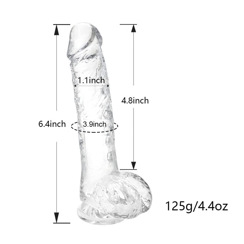 Small Realistic Clear 6 inch Cute Dildo,Adult Sex Toy with Suction Cup Dildo, Suitable for Beginner Women/Men/Gay with thin and slim Poke, can be Use for G-spot and Anal Transparent