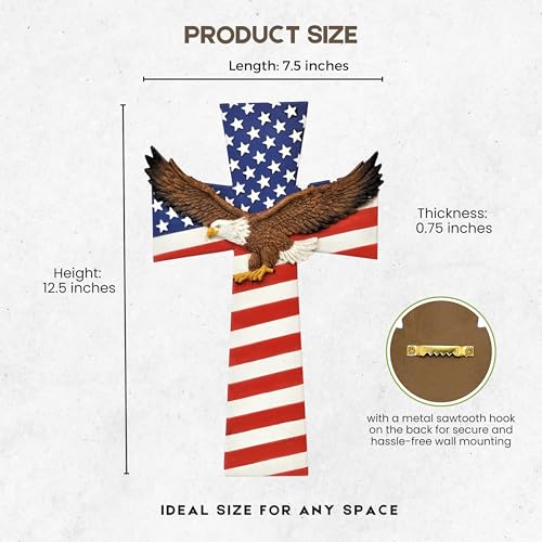 American Flag Bald Eagle Patriotic Wall Cross - Spiritual Faith Wall Decor