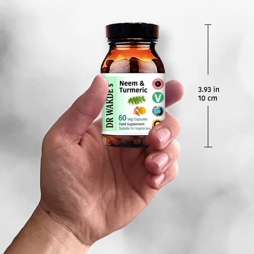 DR WAKDE'S Neem & Turmeric Capsules | 60 Veg Caps | Deep Detox | Skin Supplement | Plant-Based | Vegan | All Natural