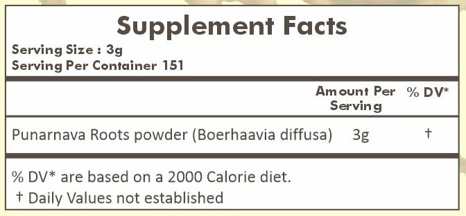 [Australia] - HERBAL HILLS Punarnava Roots Powder (Boerhavia Diffusa) | 16 Oz (454 GMS) | Natural Health Supplements Herbal Powder 