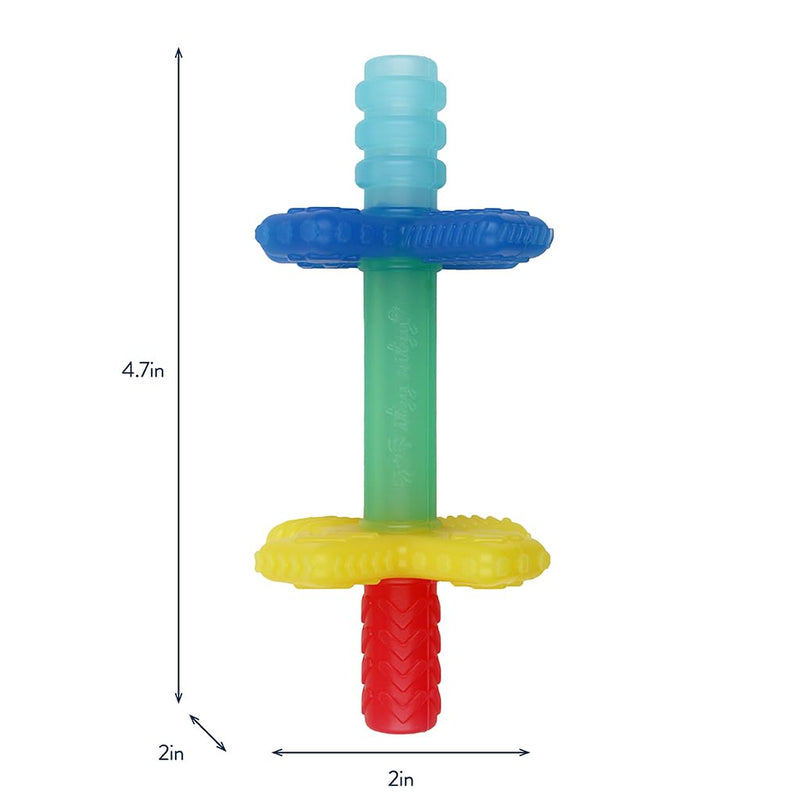 [Australia] - Itzy Ritzy Teensy Tube Teether; Textured Hollow Baby Teething Tube That Reaches Front Teeth & Back Molars, Made of Soft Silicone (Rainbow) Rainbow 