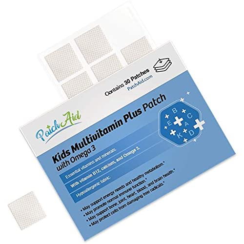 Patch Aid Kids Multivitamin Plus - 30 Daily Topical Patches. 100% Natural & Vegan. Allergy & Filler Free. for Sensitive stomachs & bariatric.