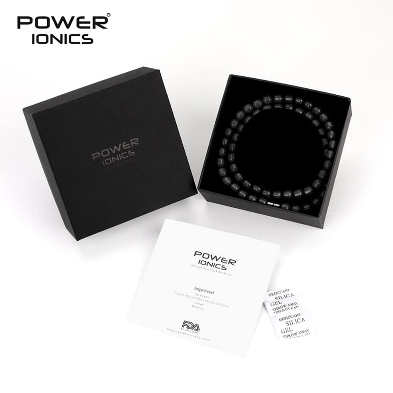 [Australia] - Power Ionics 0.3 inch Black Tourmaline Beaded Necklace, Infinity Stretch Necklace, Fit for Size 19 inch, with Magnet Buckle DarkGray 