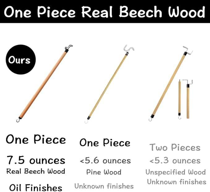 [Australia] - 28" Dressing Stick for Elderly, One Piece Real Beech Wood Dressing Long Stick & Shoe Stick, Disability Aids for Daily Living for Pants, Shoes, Socks and Shirts, 2PK 2 