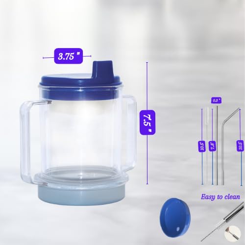 [Australia] - Adult sippy cups for elderly spill proof with straw Adult sippy cup for elderly spill proof | Spill proof cup | Set of 5 pcs with stainless steel straws and dishwasher Blue 
