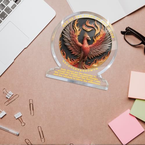 Alcohol Recovery Gift for AA NA, Spiritual Phoenix Trophy Acrylic Sign