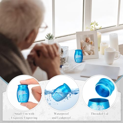 Shimeyao Set of 8 Small Urns for Human Ashes Cremation Urns, Light Blue