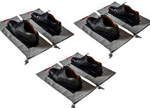 LeanTravel Bundle Compression Packing Cubes Set of 3 Color Black + Shoe bags for Travel Set of 6 - Color Grey