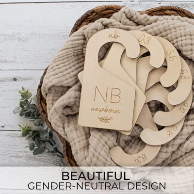 Beautiful Wooden Baby Closet Dividers - Double-Sided Organizer for Newborn to 24 Months Size Clothes - Adorable Nursery Decor Hanger Dividers Easily Organize Your Little Baby Girls or Boys Room