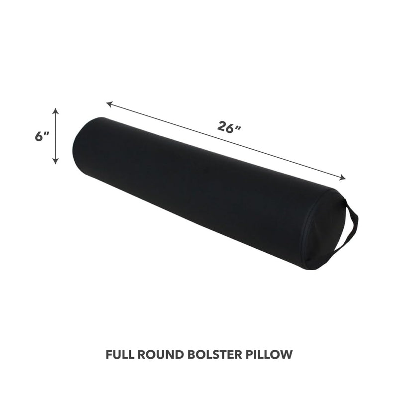 [Australia] - ForPro Professional Collection Full Round Bolster Pillow, Black, Oil and Stain-Resistant, for Massage and Yoga, 6" R x 26" L 6x26 Inch (Pack of 1) Solid 