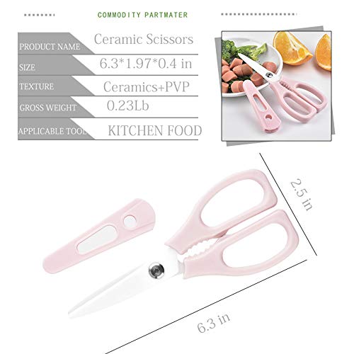 [Australia] - Ceramic Scissors,Healthy Baby Food Scissors with Cover Portable Shears (Pink) Pink 