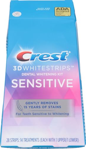 Crest 3D Whitestrips for Sensitive Teeth, Teeth Whitening Strip Kit, 28 Strips (14 Count Pack) 14 Count (Pack of 1)