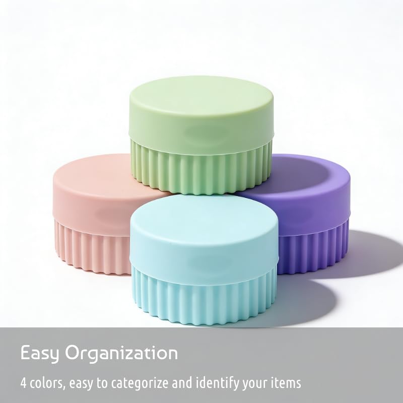 4pc Soft Silicone Pill Organizer, Small Compact Pill Case for Purse, Portable Jewelry Holder, Color-Coded Medicine & Vitamin Box (BGPP) Bgpp