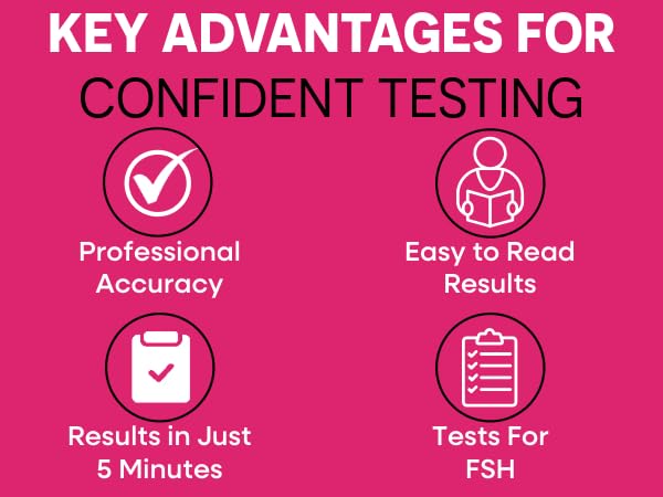 One Step Female Fertility Test Midstream, 2 Test Pack, Peri Menopausal, Menopause Testing Kit, Home Urine FSH Test