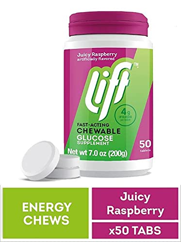 [Australia] - Lift Glucose | Fast-Acting Glucose Chewable Energy Tablets | Raspberry | 50 ct Jar (Pack of 1) 50 Count (Pack of 1) 