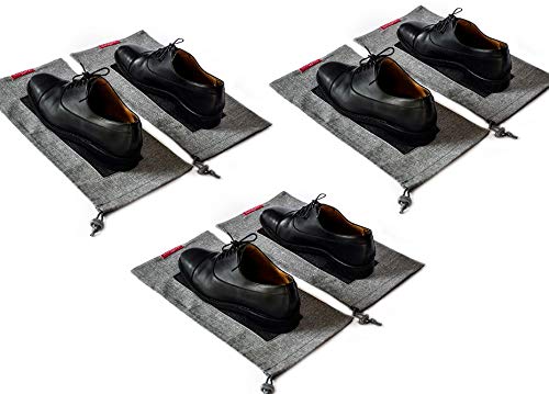 LeanTravel Bundle Compression Packing Cubes Set of 3 + Shoe bags for Travel Set of 6 - Color Grey