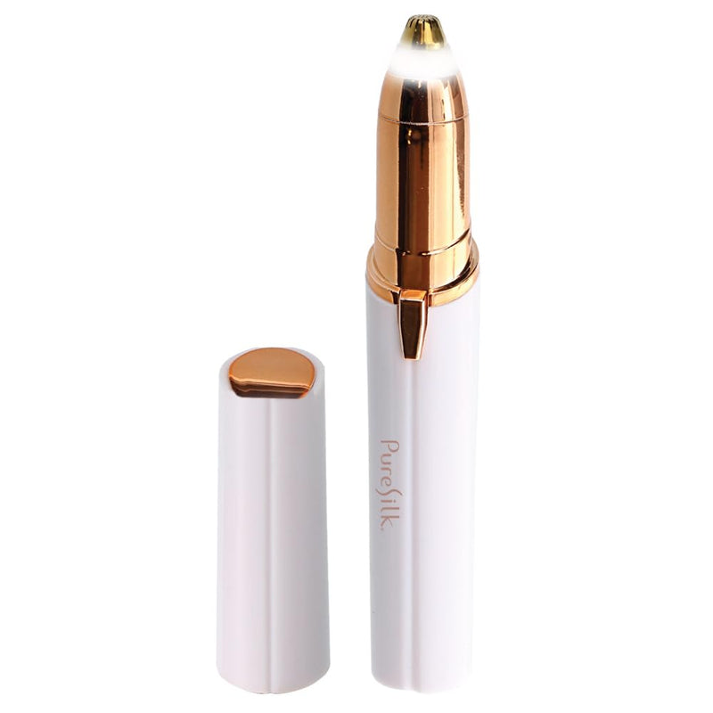 [Australia] - Pure Silk Eyebrow Hair Remover Shaver for Women, Fine Tipped Eyebrow Shaver for Shaping and Styling Eyebrows, Built in Light, Gentle and Pain-Free Eyebrow Styling Tool, Portable, Battery Operated 